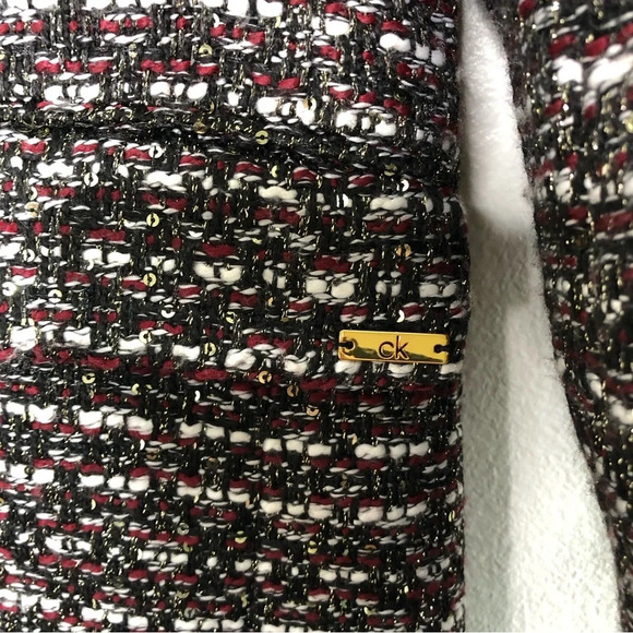 NWT Calvin Klein Tweed Sequin Long Coat 6 - Picture 4 of 13